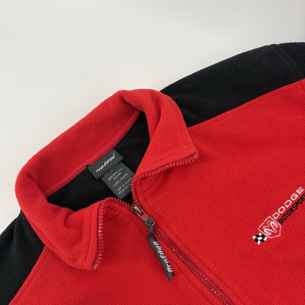 Pro Edge Dodge Motorsports Full Zip Fleece Jacket Red And Black Size Large
